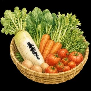野菜がいっぱいの籠
