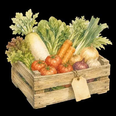 野菜が入った木箱