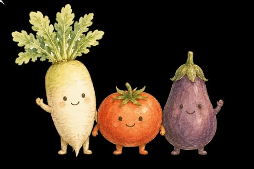 野菜のキャラクターたち