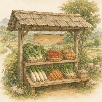 木の無人販売所のイラスト